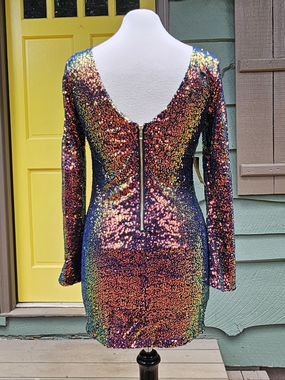 NWT Charlotte Russe Iridescent Sequin Bodycon Dress S - Picture 3 of 15